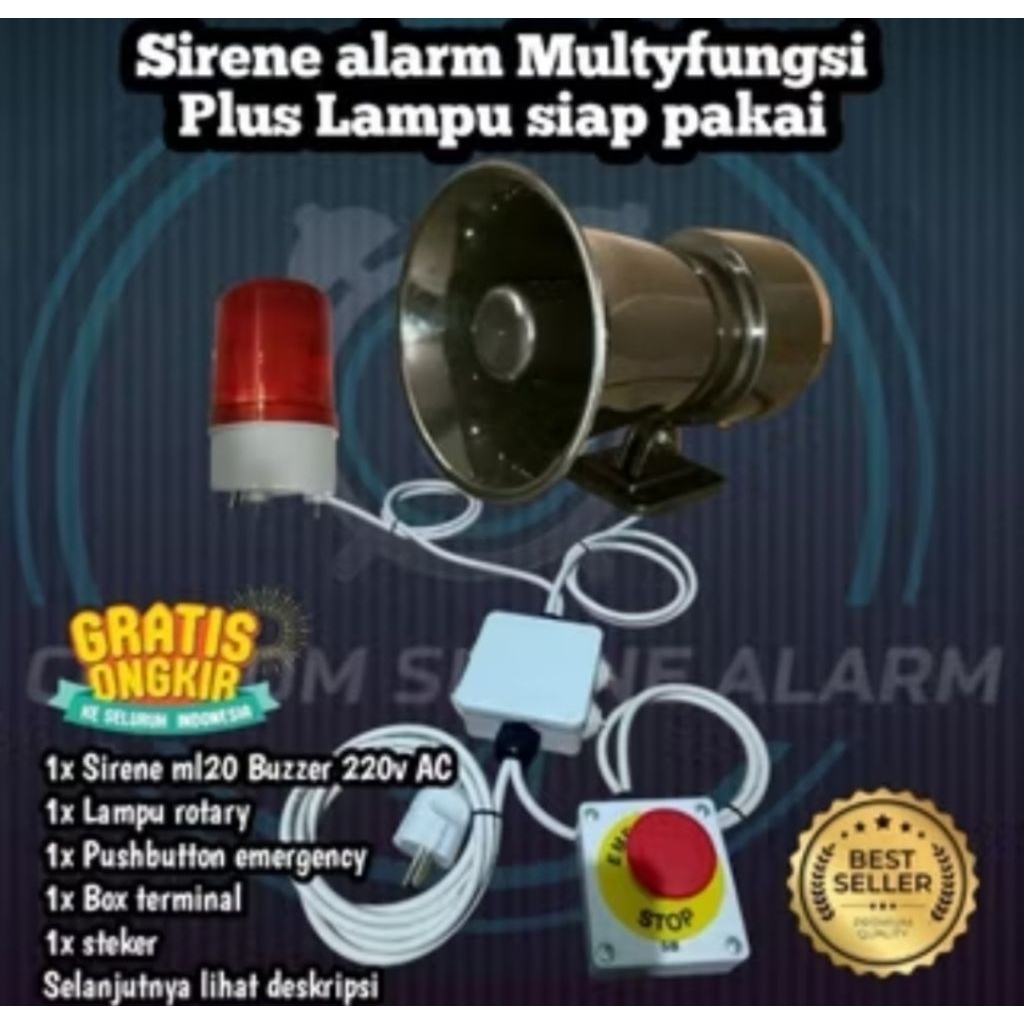 Sirene Alarm Emergency Bazzer Fire Alarm Kantor rumah sakit sekolah Pabrik proyek dll 220v AC Siap P