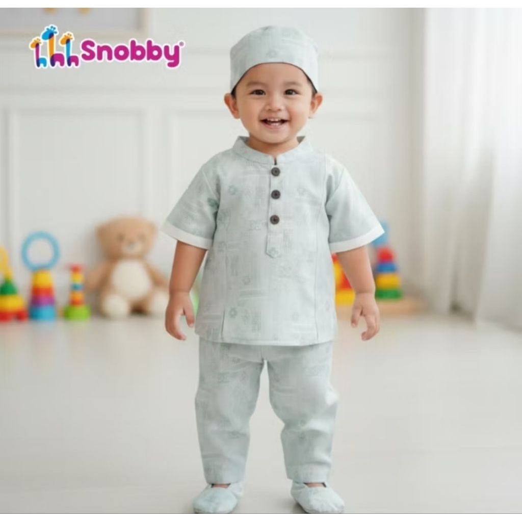 Snobby Apparel Setelan Baju Koko Bayi Set Peci