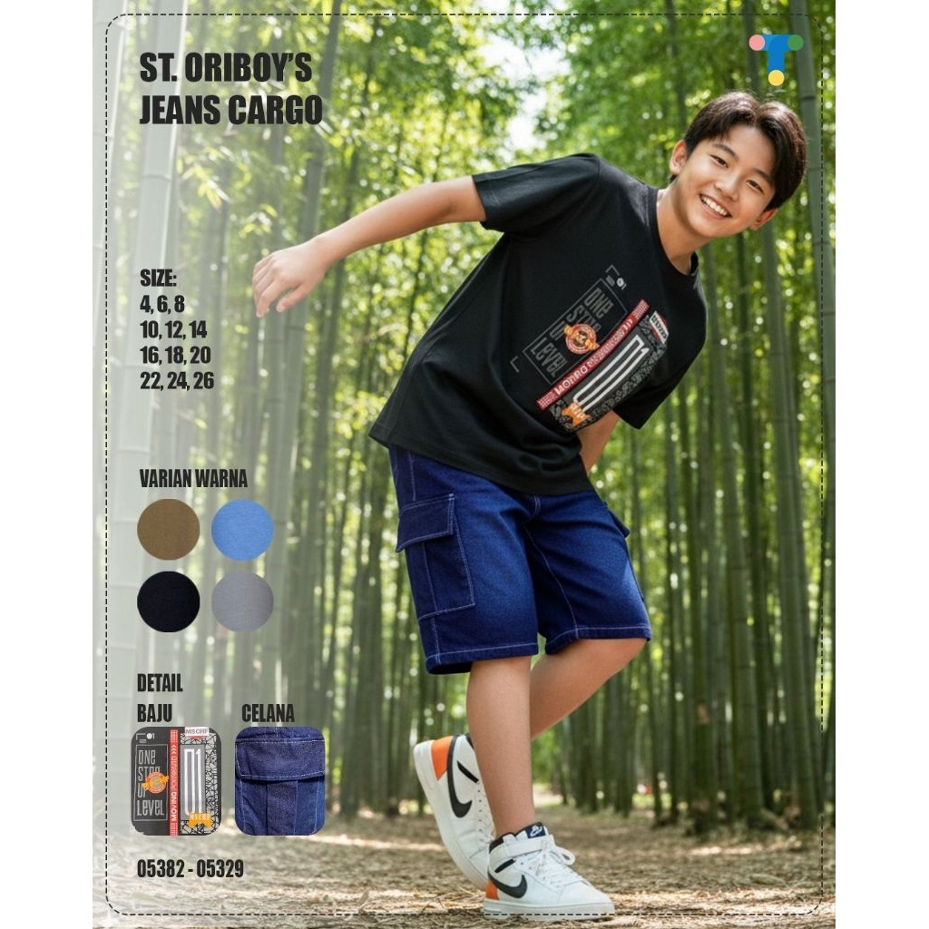 [2-14th] - SETELAN CELANA JEANS CARGO EMBOSS YESS KIDS ORYBOYS ORIBOYS ORI BOYS ORY BOYS 2 3 4 5 6 7