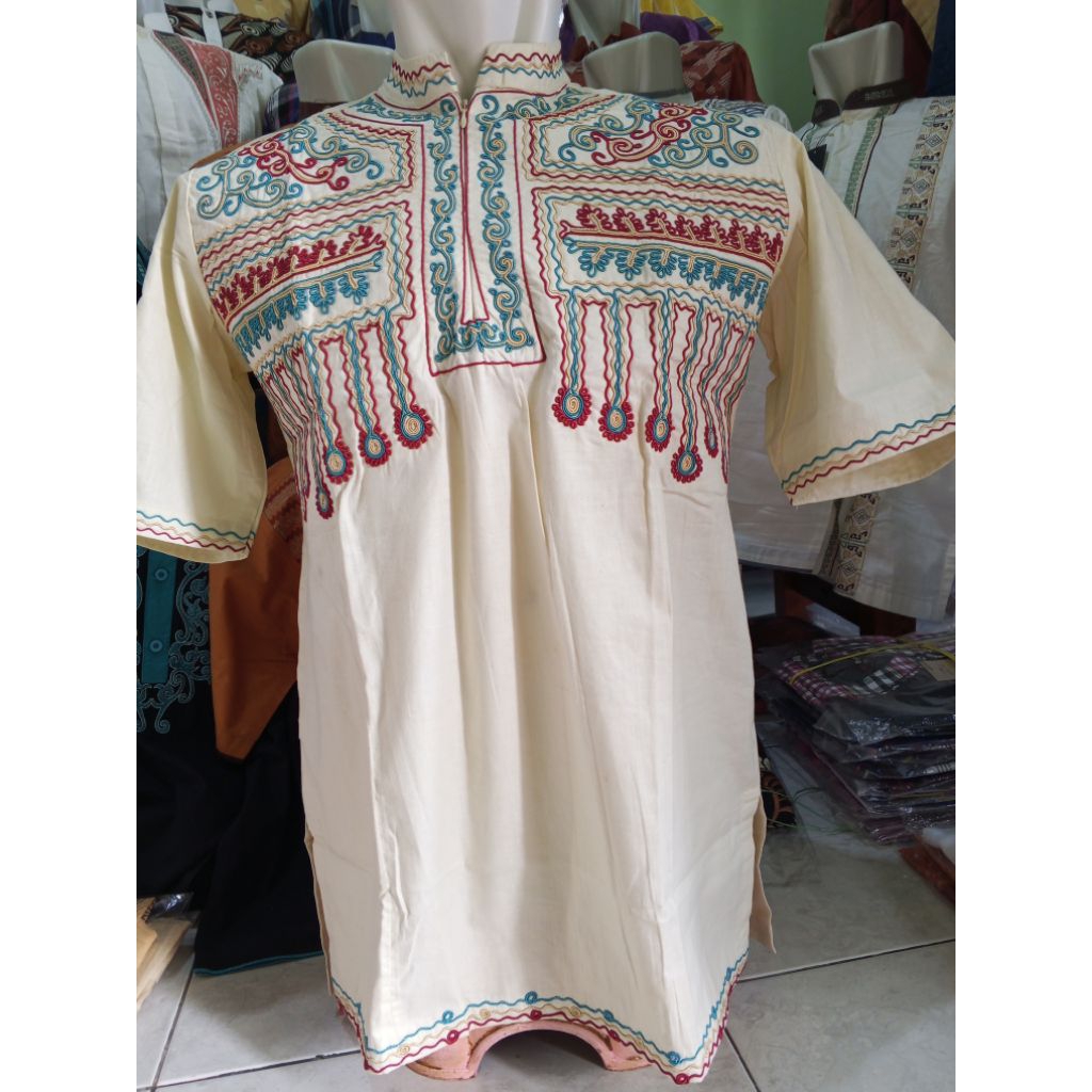 Baju Koko lengan pendek warna bordir pita mewah premium Al Amieen store