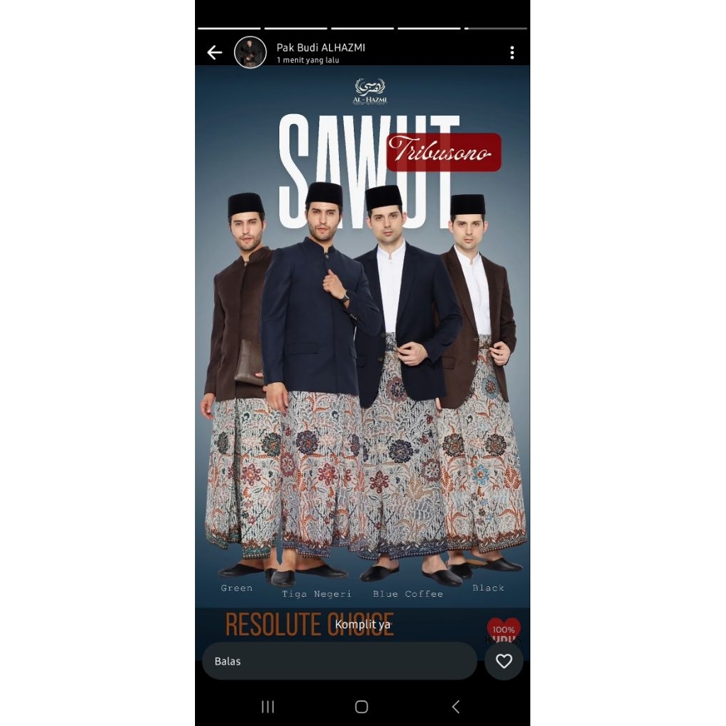 Sarung alhazmi official / Sawut Tribusono / sarung batik katun primis / Elegan premium / pria dewasa