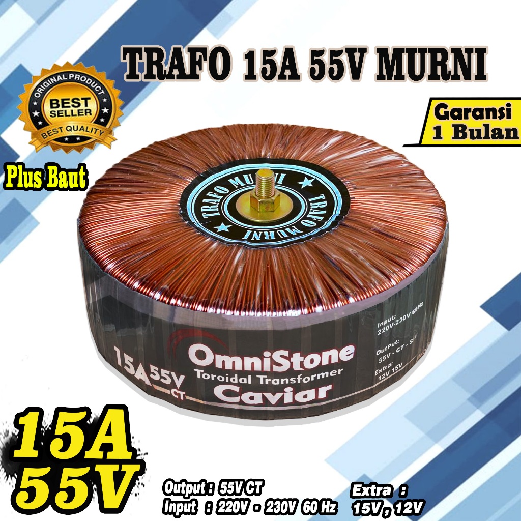 Trafo Toroid 15A Murni 65V 55V 45V CT