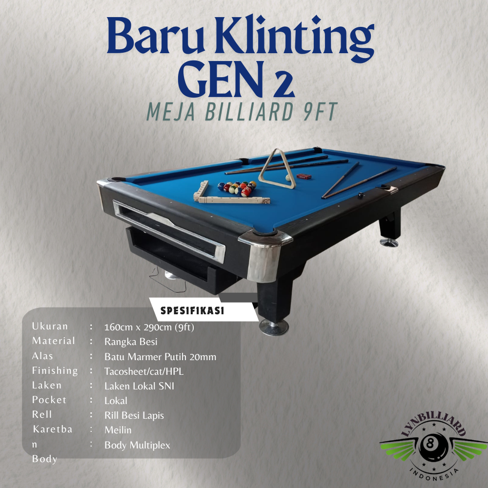 MEJA BILLIARD BARU KLINTING GEN 2 TERBARU MEJA BILLIARD 9FT