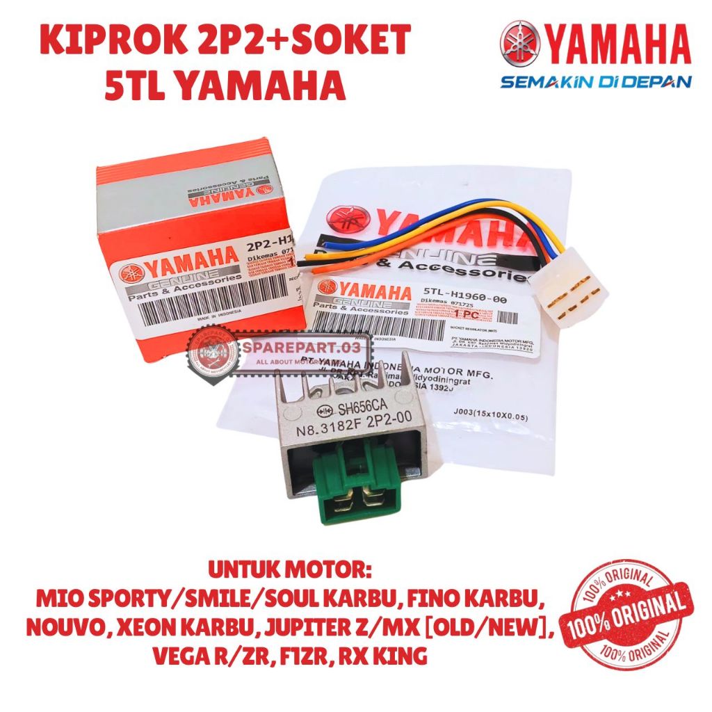 KIPROK 2P2+SOKET 5TL ORIGINAL YAMAHA, MIO SPORTY/SMILE/SOUL KARBU, FINO KARBU, NOUVO, XEON KARBU, JU