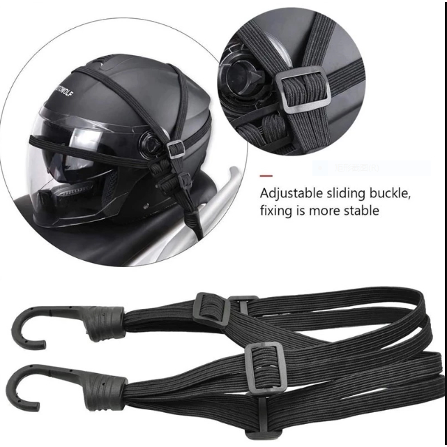 Tali Karet Pengikat HELM serbaguna & KUAT/Tali Pengikat Barang  Helm Motor 2 Kait/60Cm/90CmCm