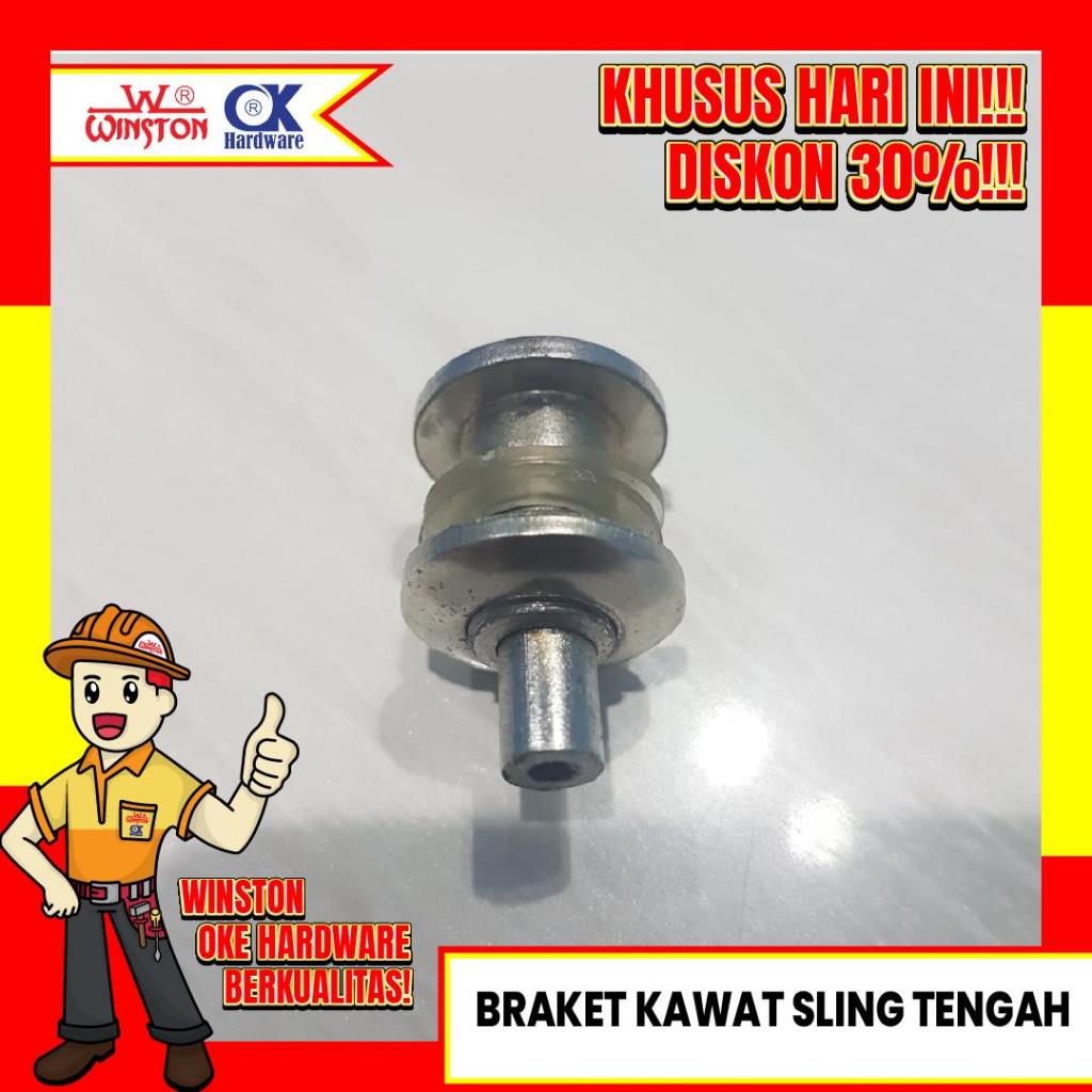 Gantungan Kaca TENGAH Bracket Rak Ambalan / Kawat Seling Sling Baja HARGA UNTUK 2 PC