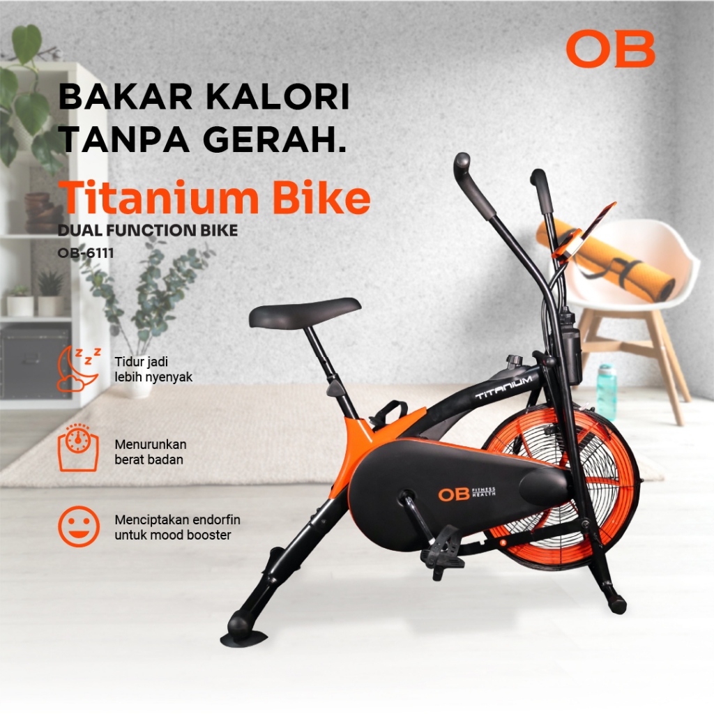 Sepeda Statis Dual Motion Wind Bike OB Fit OB 6111 Titanium Dual motion kaki tangan bergerak aktif
