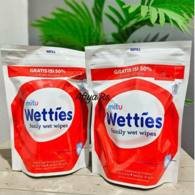 Mitu Wetties Tisue Basah Antiseptik / Tissu Basah Antibacterial Refill 90s