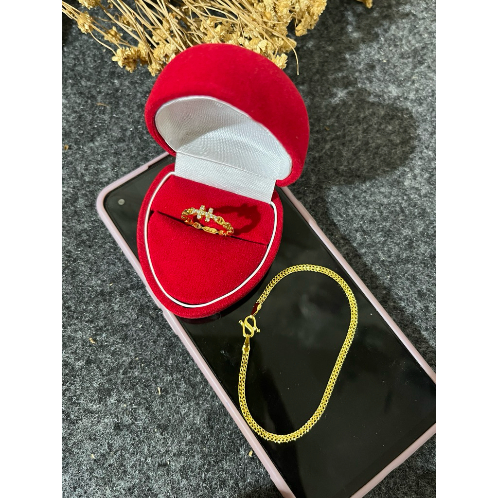 gelang set cincin koin 1991 replika emas 24karat