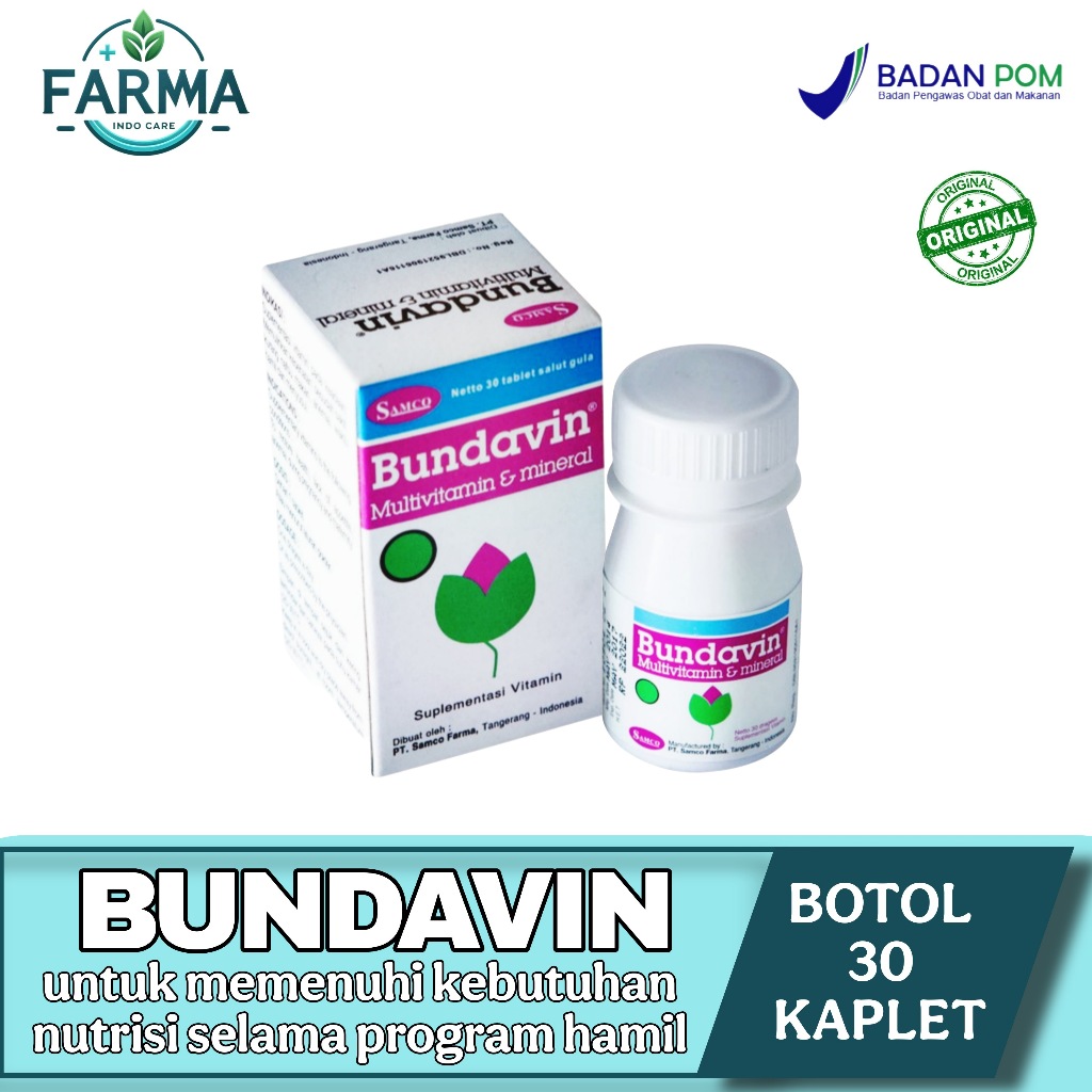 Bundavin Multivitamin Ibu Hamil Menyusui BOTOL 30 Tablet