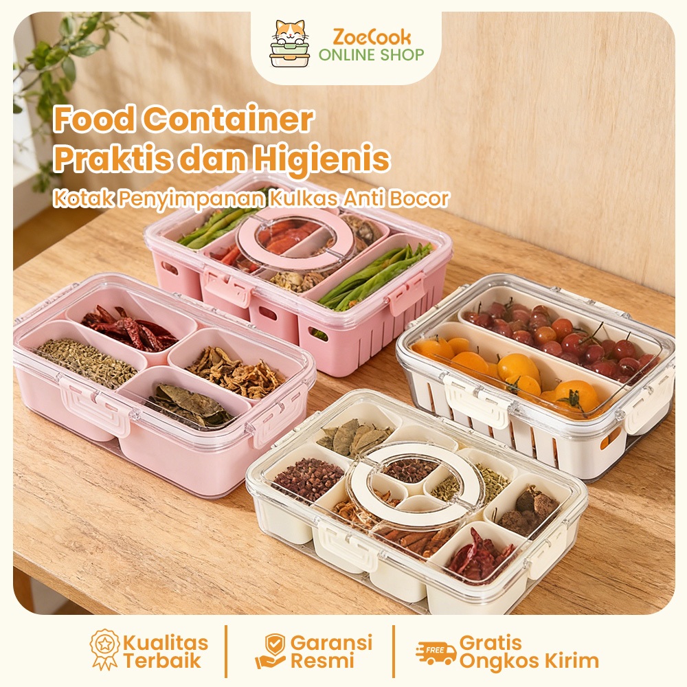 ZoeCook Kontainer Kulkas Tempat Penyimpanan Kontainer Kulkas Food Container Kulkas Kotak Penyimpanan