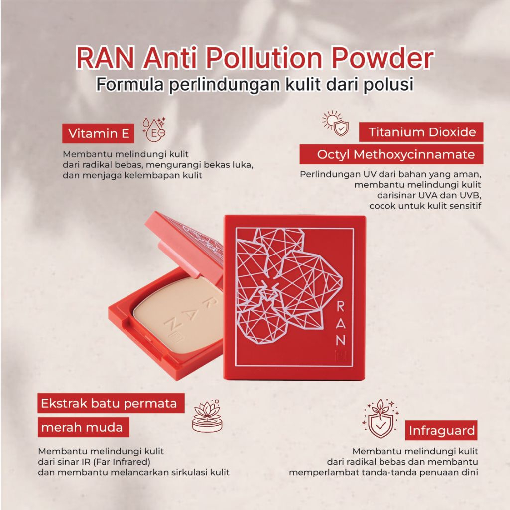 RAN Cosmetic Antipolution Varian 01 Light beige Original ASLI