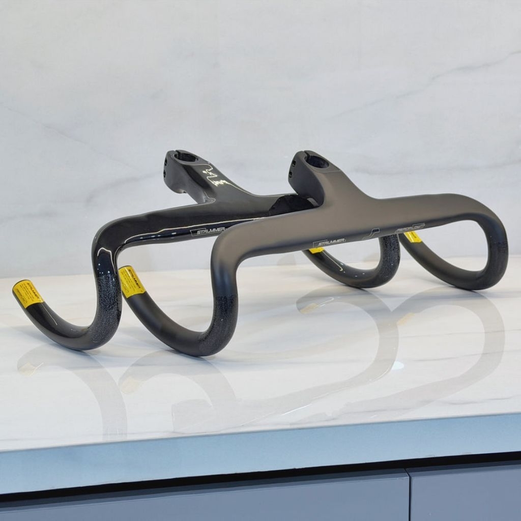 Handlebar Dropbar Stang Balap Strummer Aeroflow CF5 Integrated Mat Black 380 400 420 panjang 80 90 1