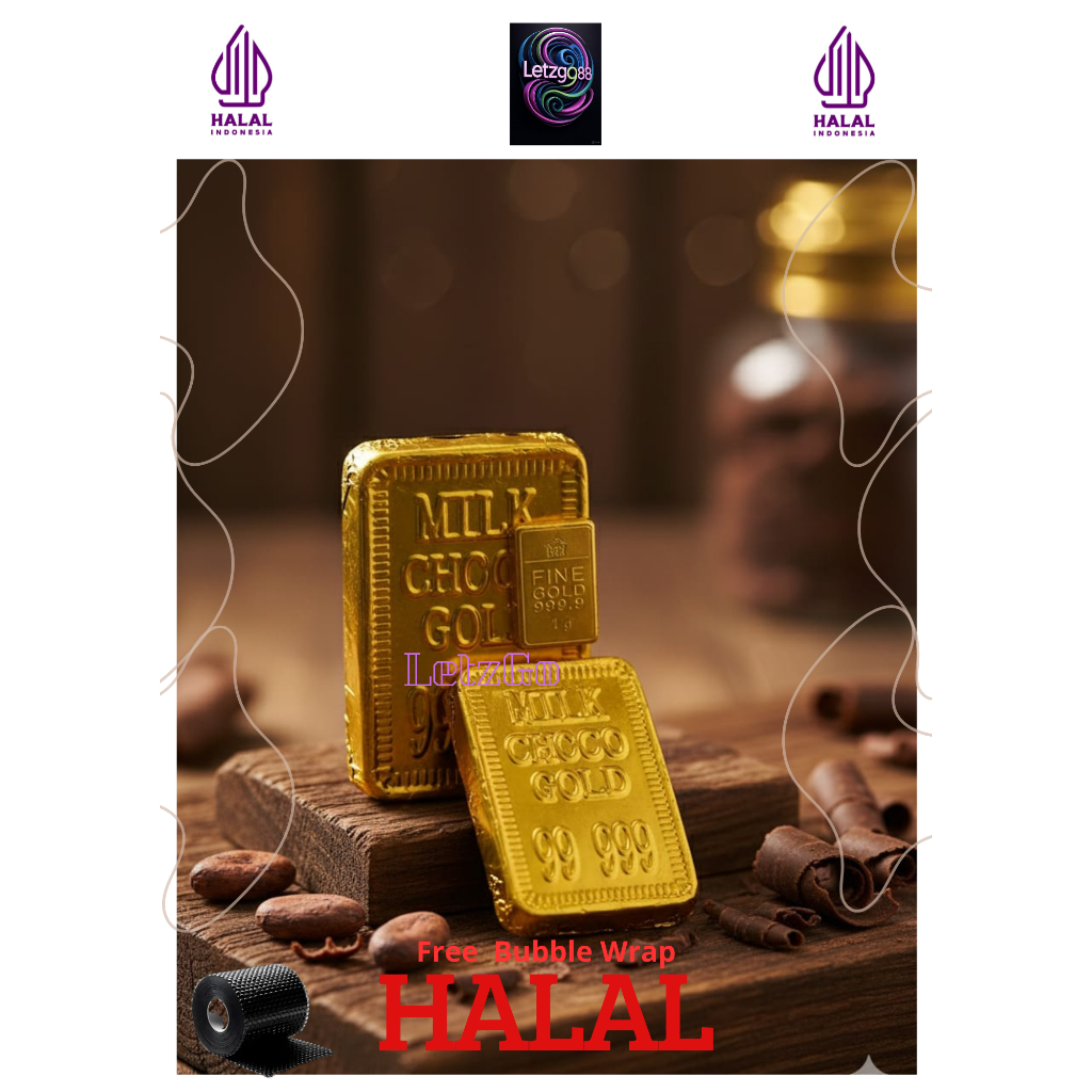 Coklat Antum - Coklat Viral Bentuk Logam Mulia Emas Batangan 1 Box Isi 24 Pcs - HALAL