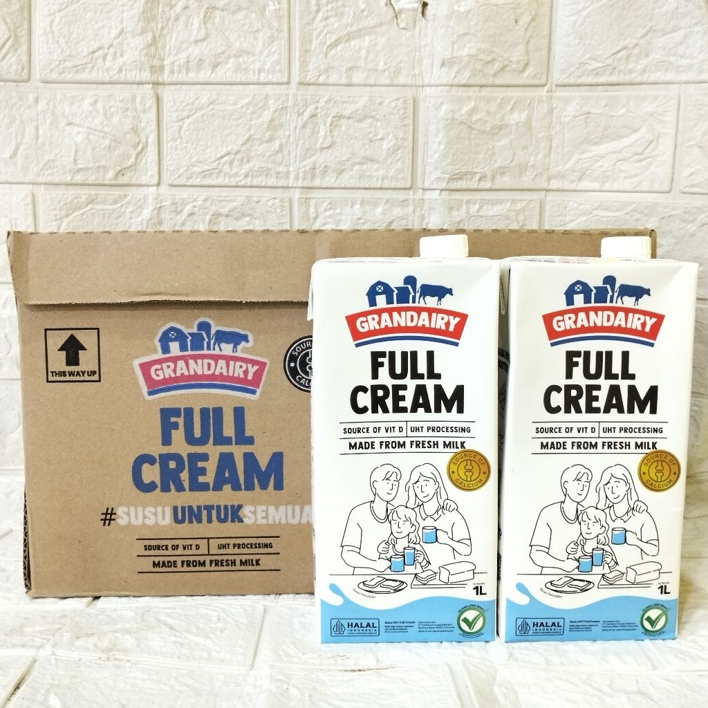 Grandairy Full Cream UHT 1L Susu UHT Full Cream 1 KARTON ISI 12 LITER