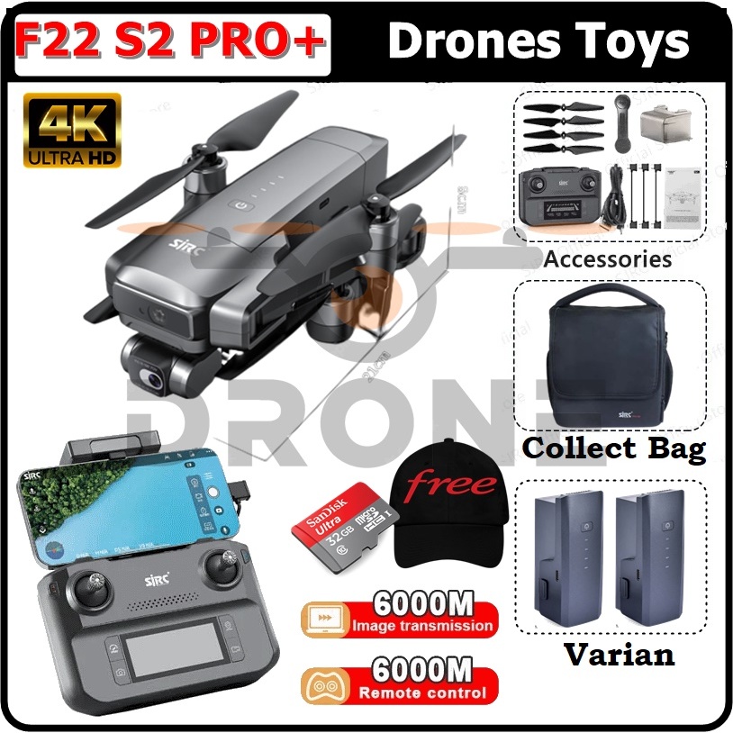 Drone SJRC F22 S2 Pro+ 6KM 2-Axis Gimbal 4K Kamera RC Drone GPS Quadcopter Upgrade SJRC F22S 4k PRO 