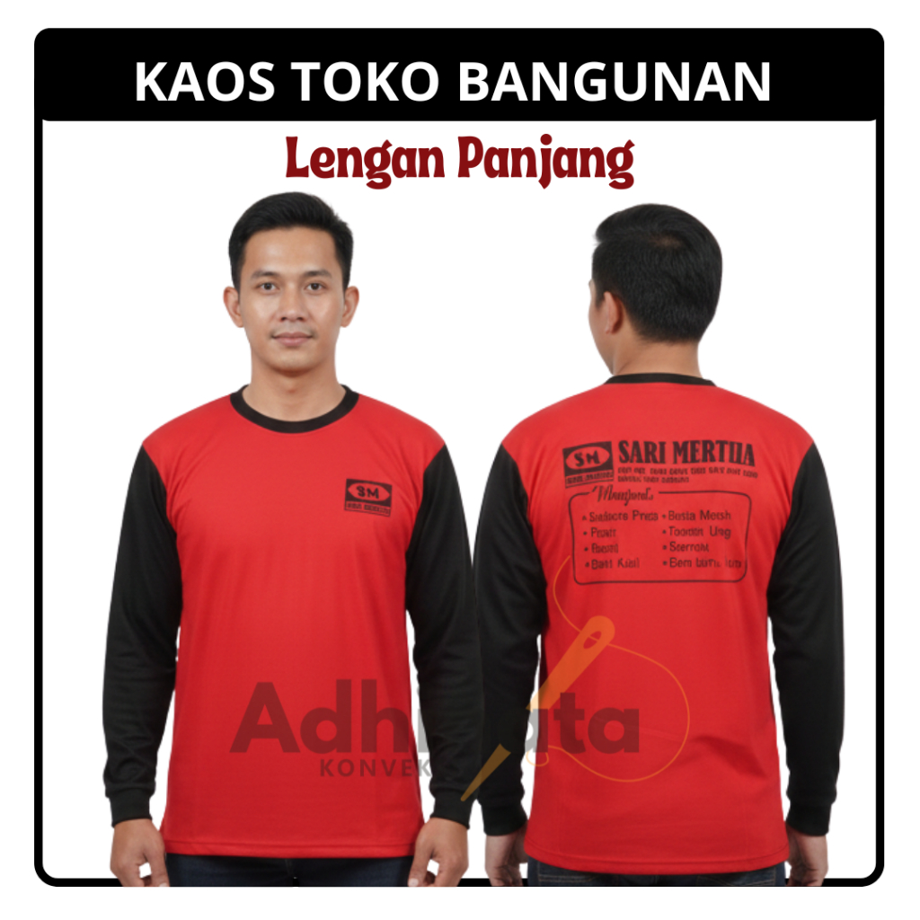 Kaos Promosi Toko Bangunan Kaos Promosi Toko 2 Warna Lengan Panjang