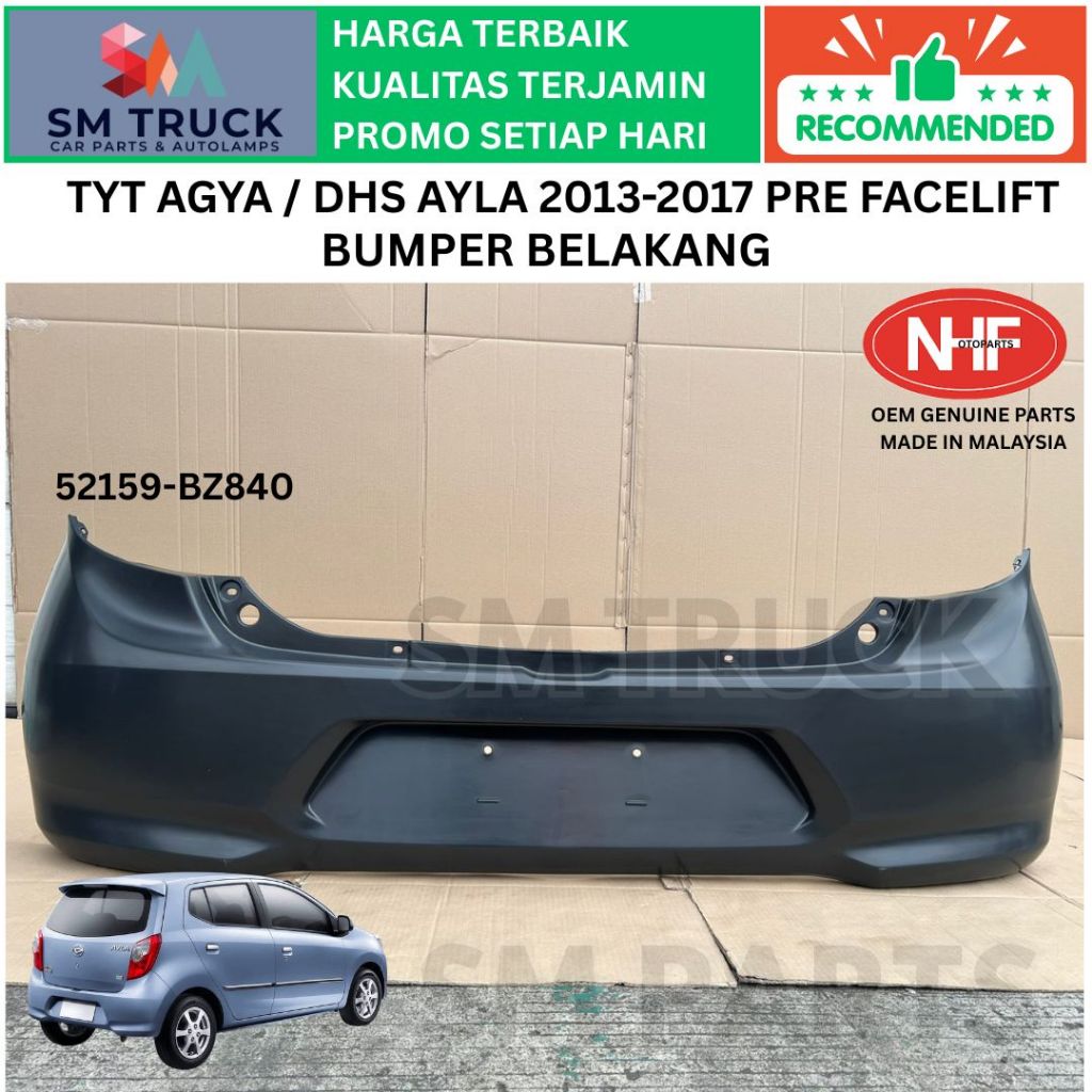 (OEM MADE IN MALAYSIA) BUMPER BEMPER BELAKANG TOYOTA AGYA DAIHATSU AYLA 1.0 1.3 2013 2014 2015 2016 