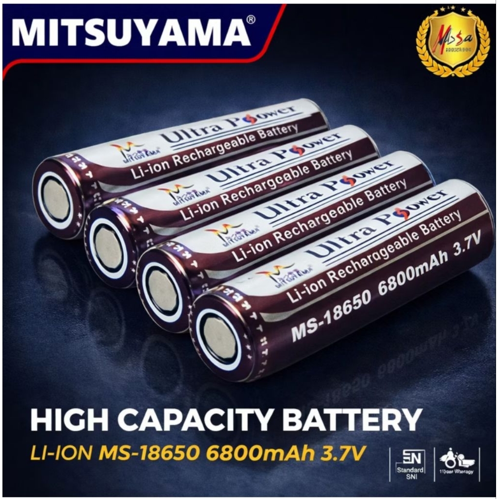 MITSUYAMA MS-18650 BATERAI 6800 mAh RECHARGEABLE BATTERY 6800mAh | BATERAI CAS 18650 Ultra Power 800