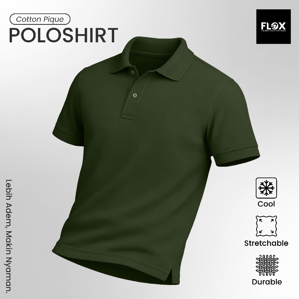 FLOX Kaos Polo Pria | Polo Shirt Army Kaos Kerah Pria | Kaos Berkerah Pria Premium