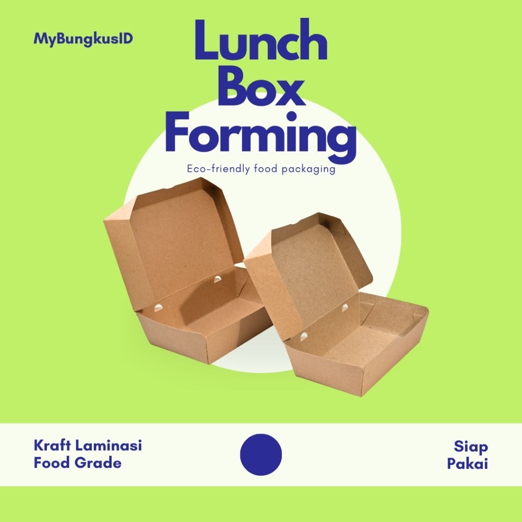 Paper Lunch Box Coklat Kotak M akan Forming Siap Pakai