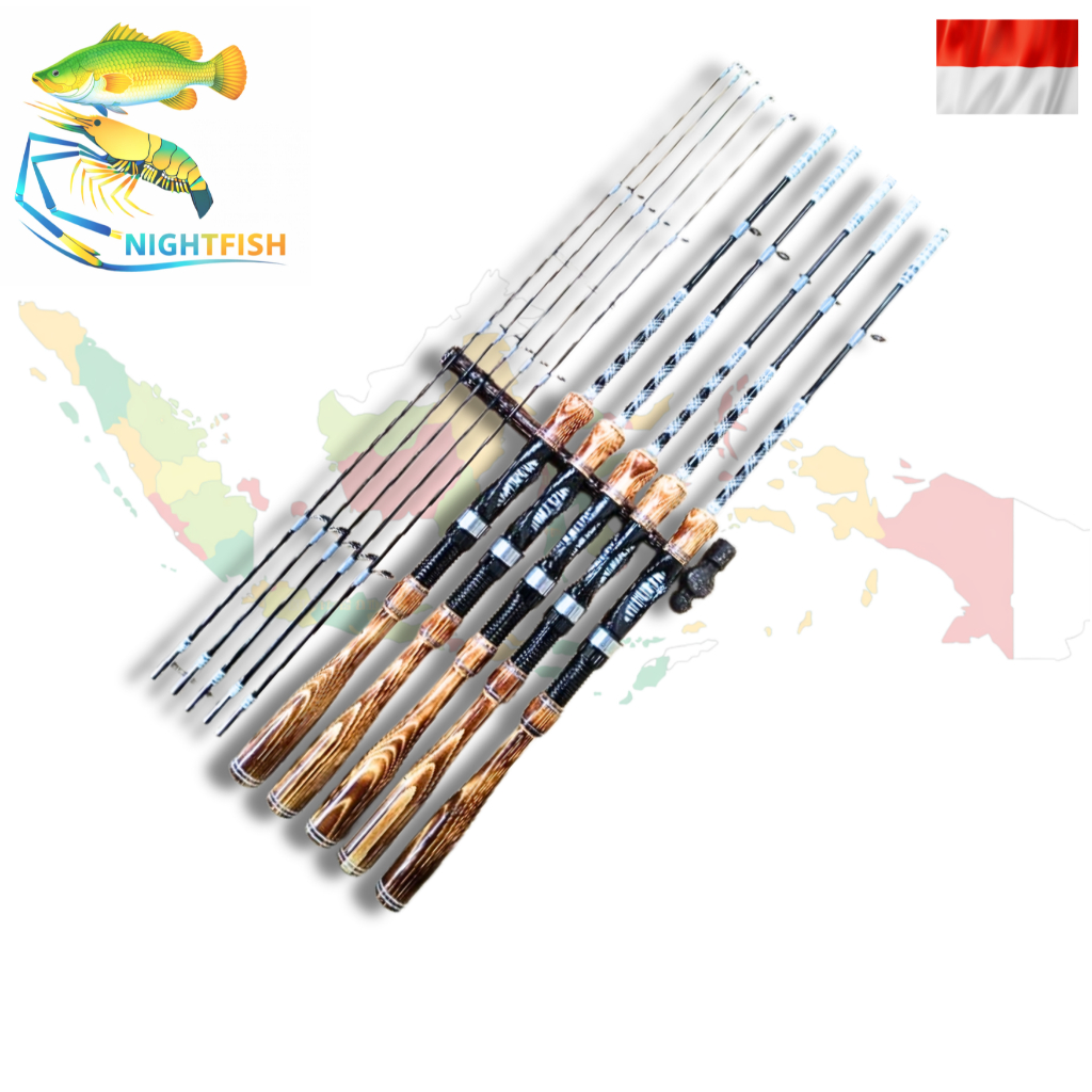 joran udang dengan gagang kayu jati belanda salai