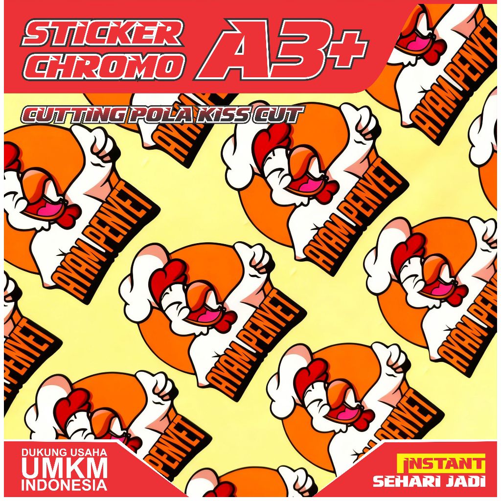 Cetak sticker kromo a3+ Custom design kiss cut / die cut