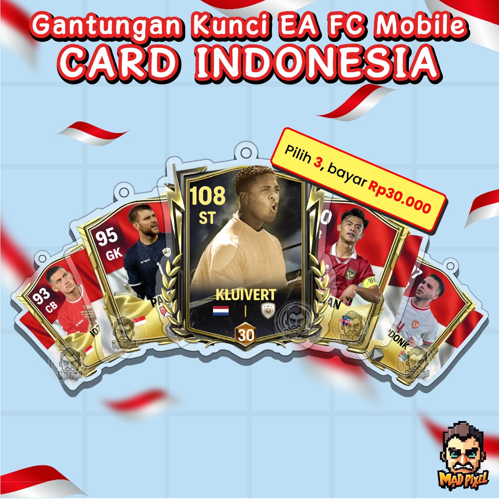 Gantungan Kunci FC Mobile EA Card Timnas Custom Akrilik / Acrylic Keychain EA Fifa 26 Sepak Bola UV 