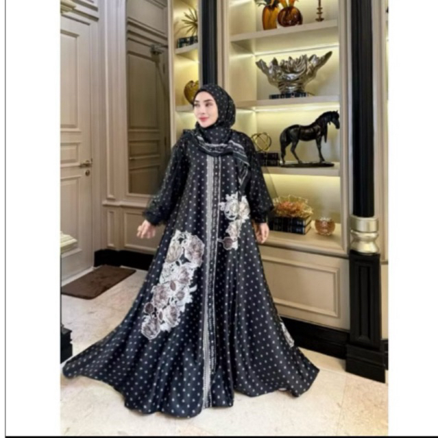 Dress Only Shella Saukia Original Bunga Hitam