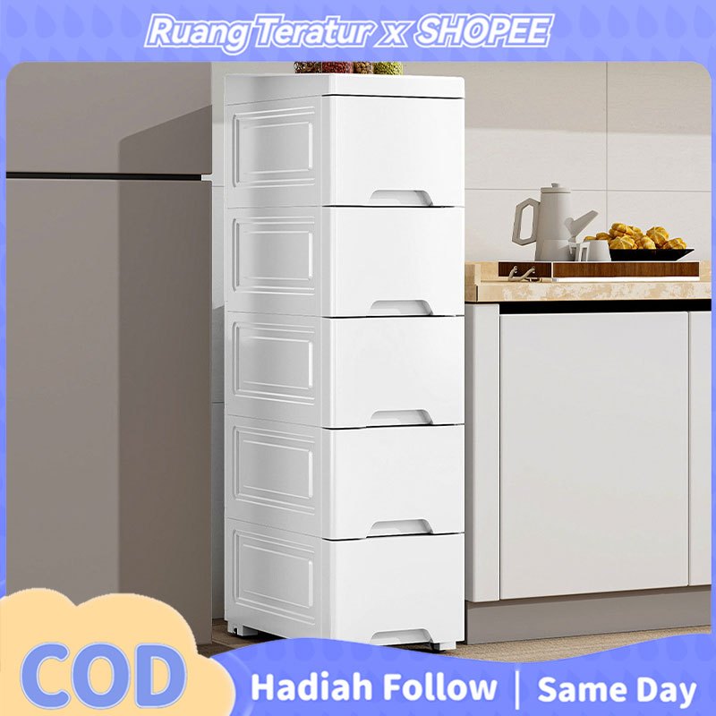 Lemari Plastik Susun Lemari Pakaian Plastik Aesthetic Putih 3-7 Susun Laci Plastik Kabinet