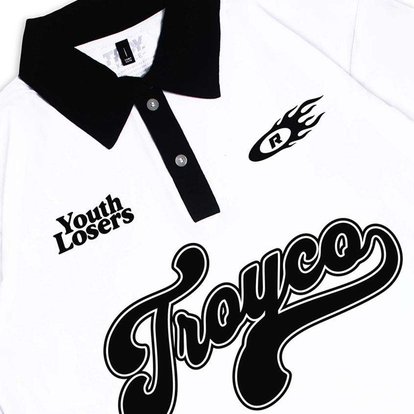 Troy Company Wangky Polo Shirt White Black Acedia - Kaos Polo Wangki Pria Putih Hitam WKD 2898