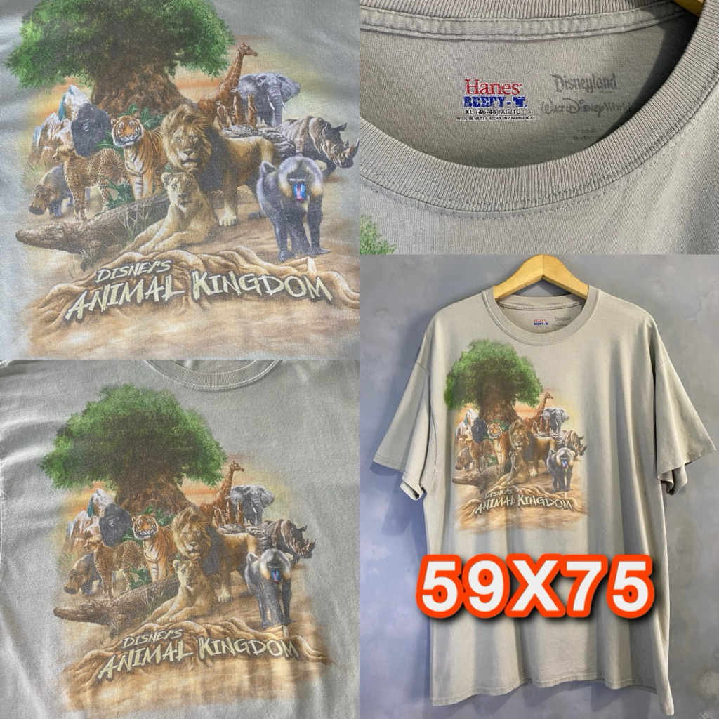 Kaos Vintage Dis ney Animal Kingdom x Hanes Beefy-T Preloved Original