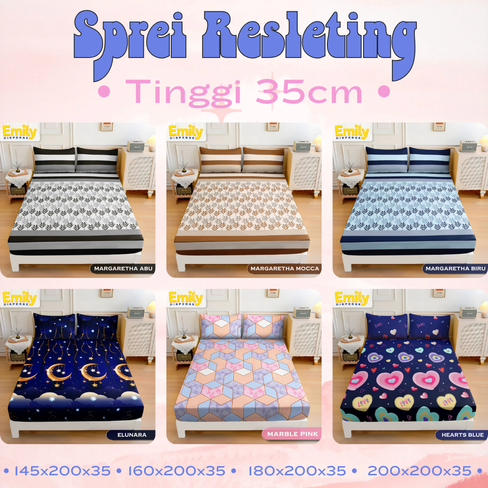 Sprei Resleting / Sarung Kasur Busa Resleting Tebal/Tinggi 35cm Lebar 145,160,180,200 - Cover Kasur 