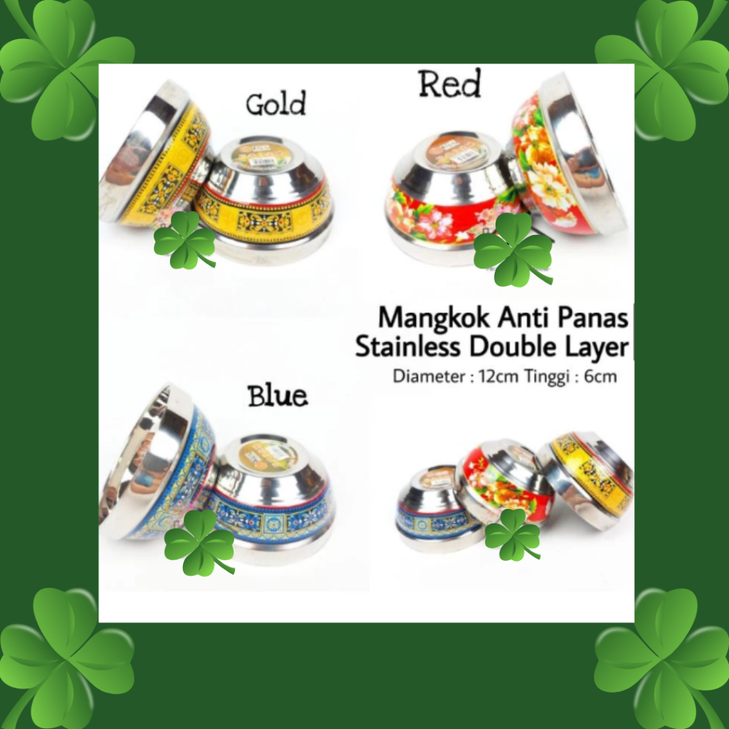 TERLARIS Mangkok Anti Panas Stainless Motif / Mangkok Double Layer Stainless / Mangkok MPASI