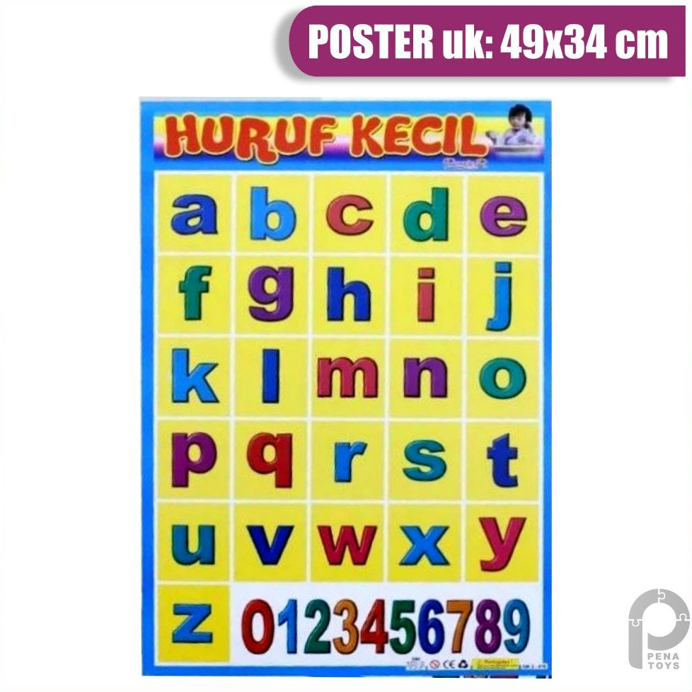 Poster Anak Belajar Huruf Kecil Abjad