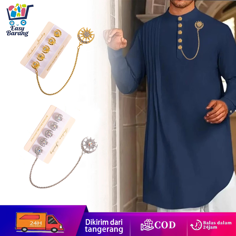 Butang Baju Melayu Pria Kancing Baju Melayu Pria Set Anti Karat Kancing Pin Aksesori Baju