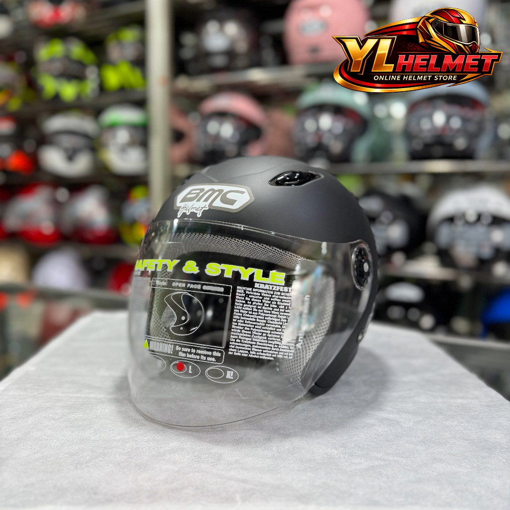 Helm BMC Milan Solid - Black Matt/Hitam Doff All Size Single Visor / Helm BMC Milan Polos All Size S
