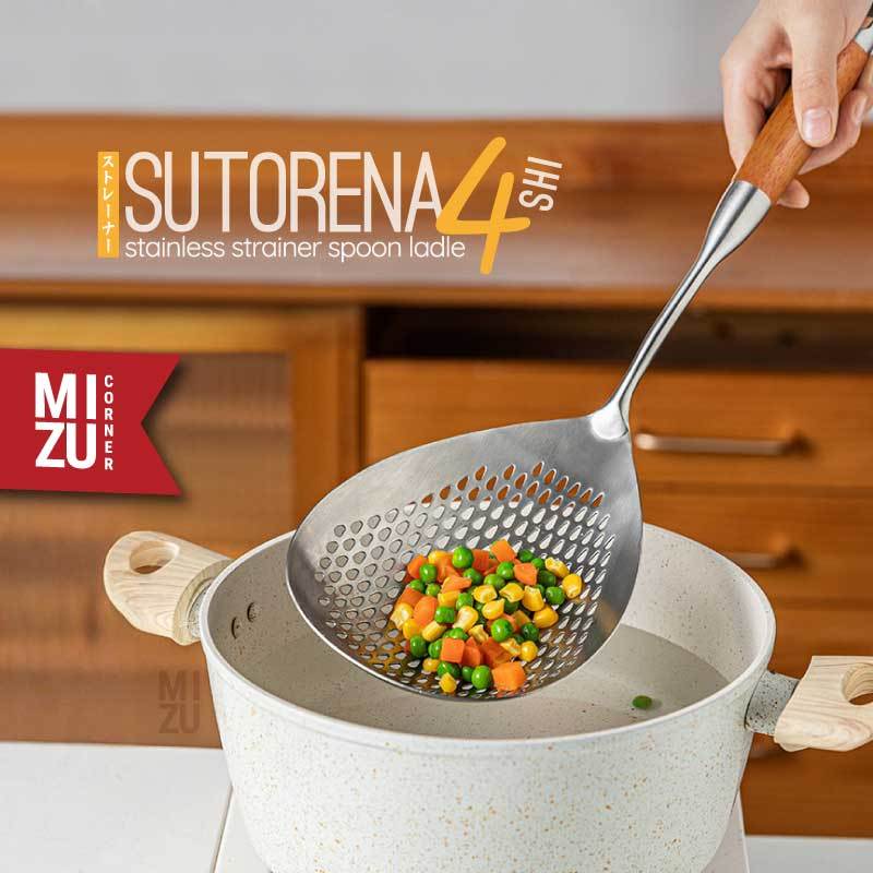 MIZU SUTORENA-SHI Stainless Strainer Spoon Ladle Centong Sendok Saringan Mie Jumbo Tirisan Sayur Sar