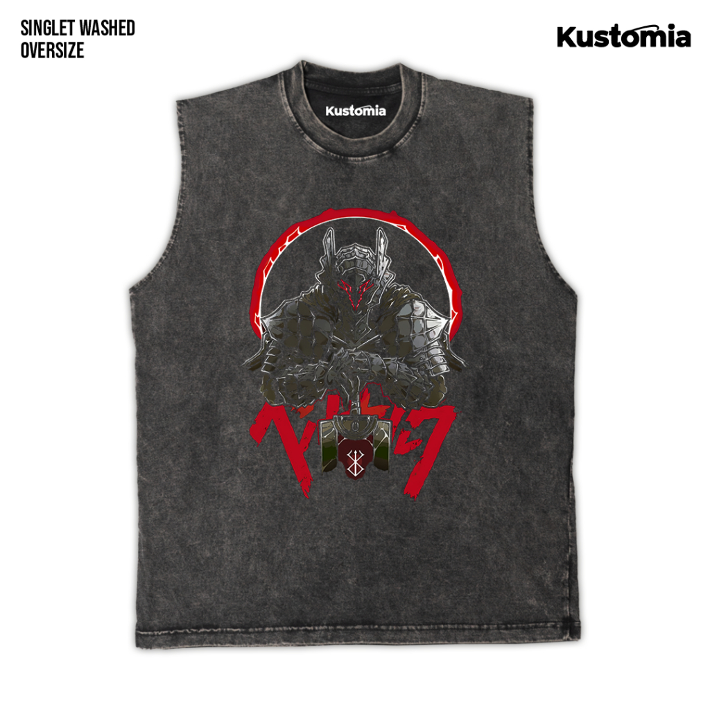 KUSTOMIA Singlet BERSERK Sleeveless Oversize Slimfit Washed Shirt | BERSERK-16