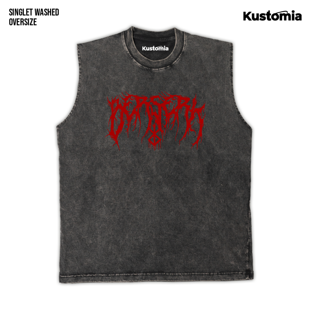 KUSTOMIA Singlet BERSERK Sleeveless Oversize Slimfit Washed Shirt | BERSERK-20