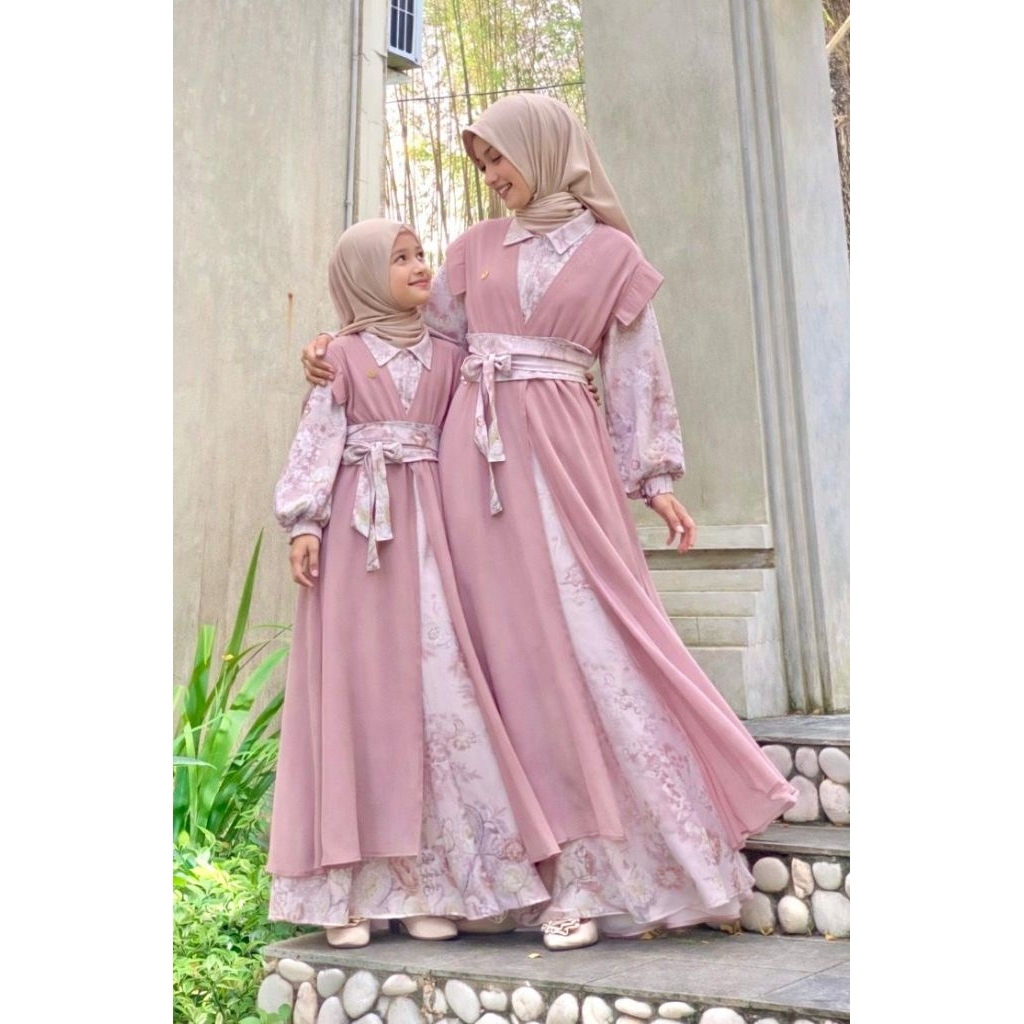 ARFIAA Gamis Kimono Gamis Premium Dress Mewah Dress Wanita Gamis Lebaran Outer Gamis Motif