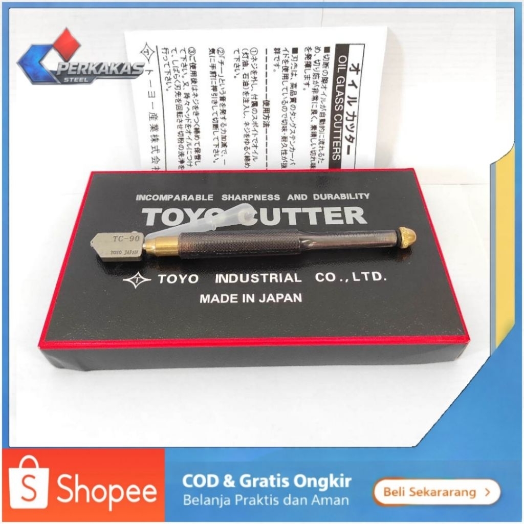Pemotong kaca Glass cutter TC 90 Toyo glass Alat potong kaca super tajam