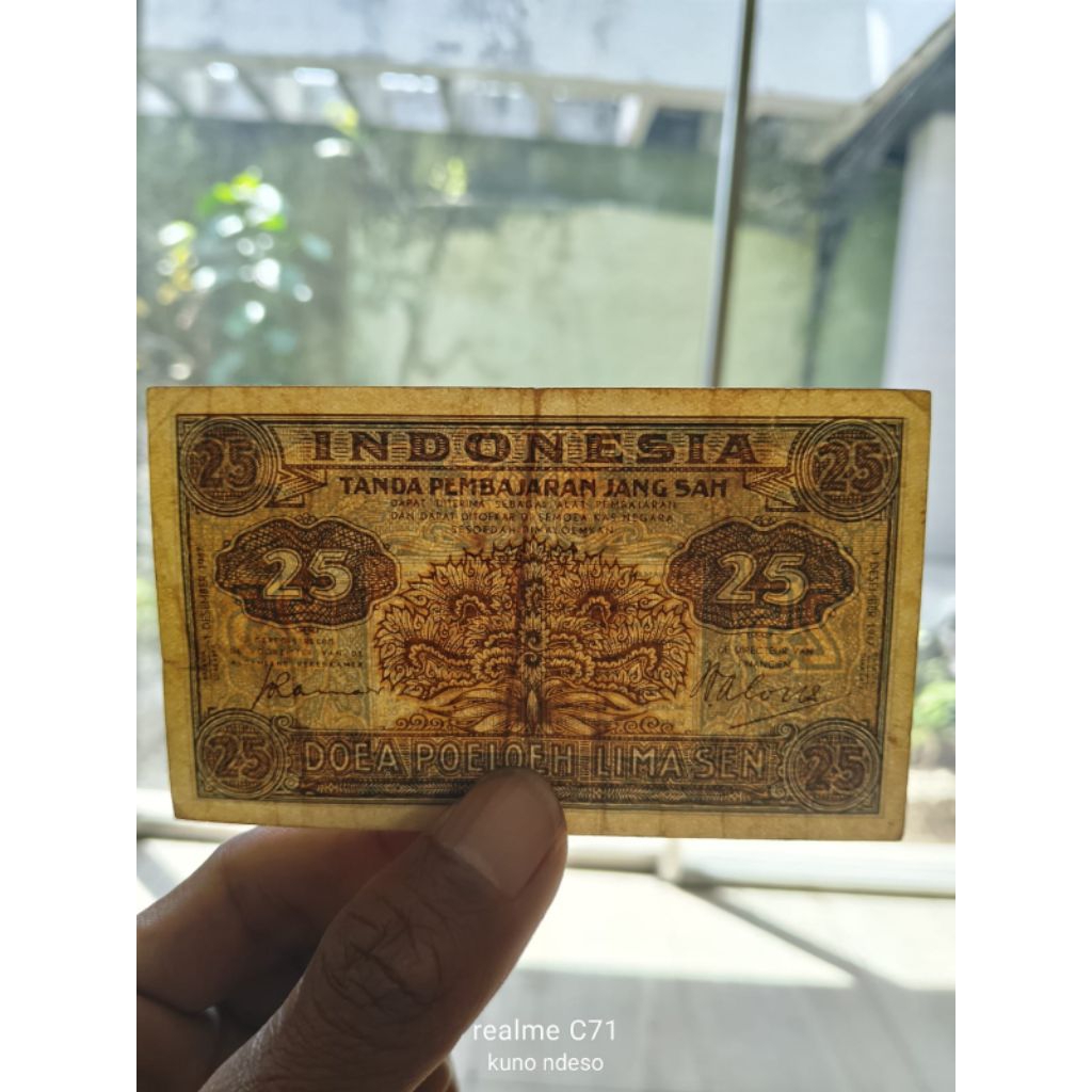 Uang kuno 25 sen 1947