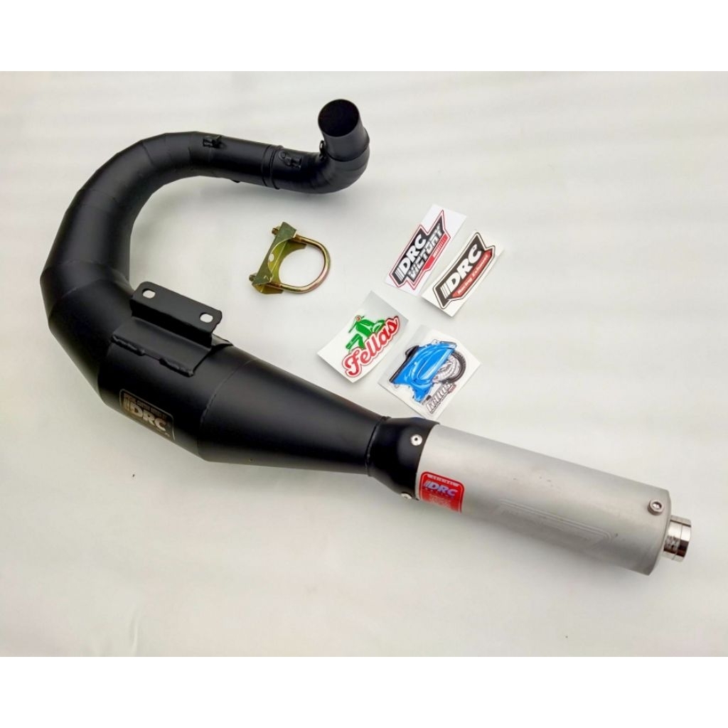 Knalpot Vespa Buang Kiri DRC Racing Model JL Black