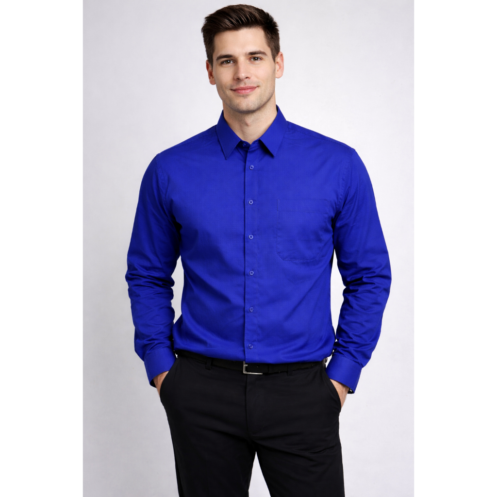 Kemeja Pria Biru STANLEY ADAMS Bagus Lengan Panjang STANLEY ADAMS Reguler SAR 322 Murah Banget