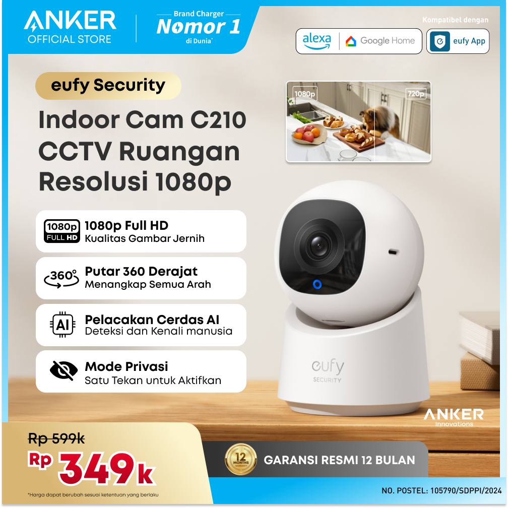 Eufy Security Indoor & Outdoor Camera C220 2K / C210 1080P resolution Smart Security Cam With 360° C