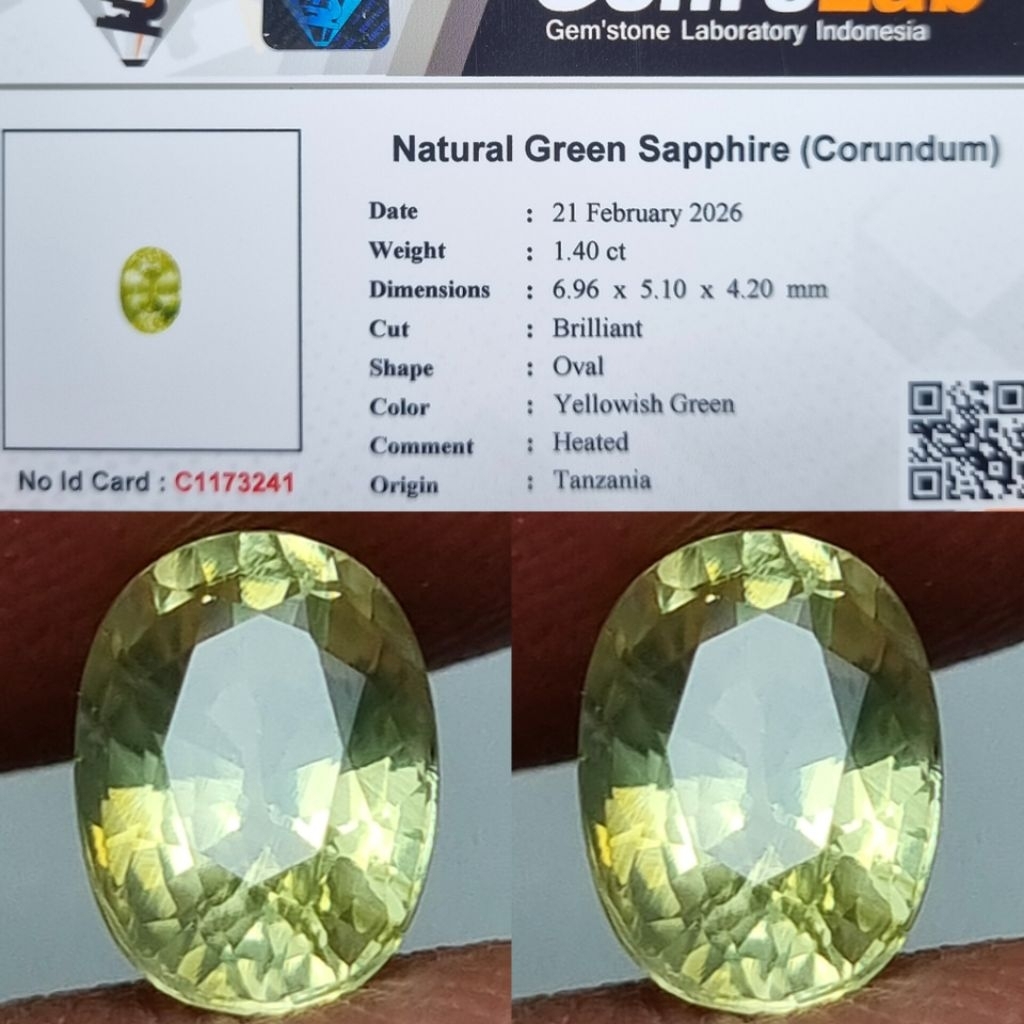 Hot Item Nice Color Natural Green Sapphire 1.40 Crt H Tanzania