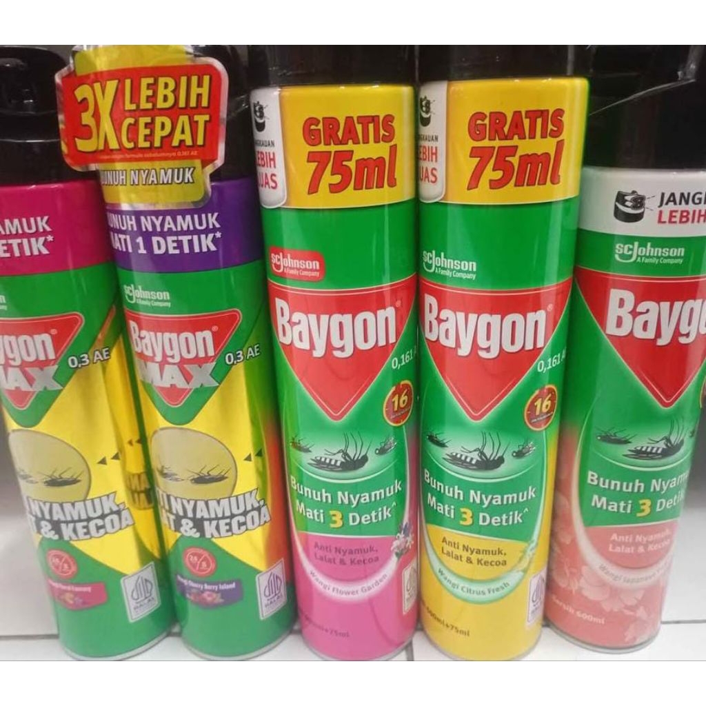 Baygon Aerosol 600+75ml / Max 500ml (Packing Dus)