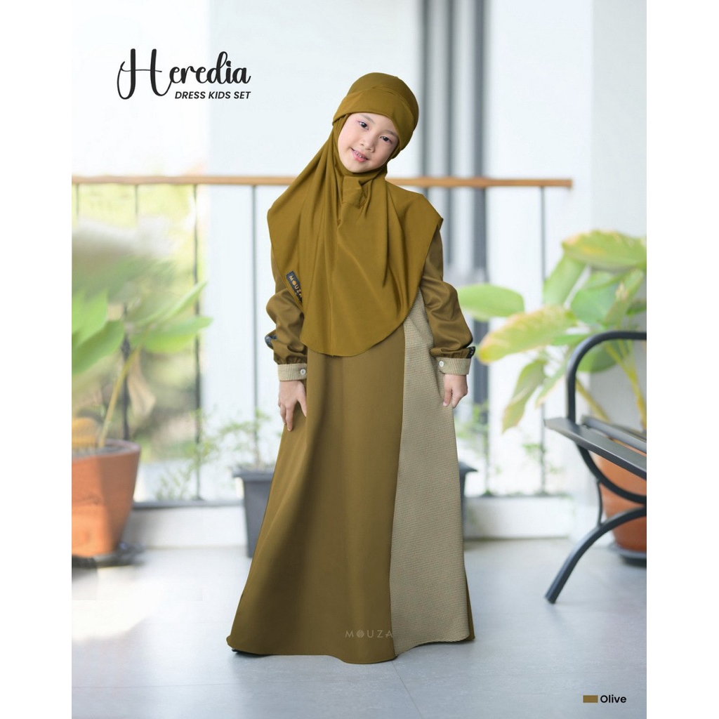 Heredia set bergo by Mouza, gamis anak, gamis mouza