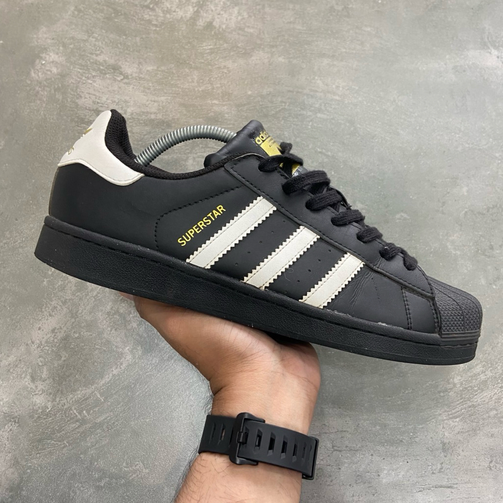 [Size 45] Adidas Superstar J Core Black White Leather (EG4959) Second Kondisi Mulus Nominus. Harga B